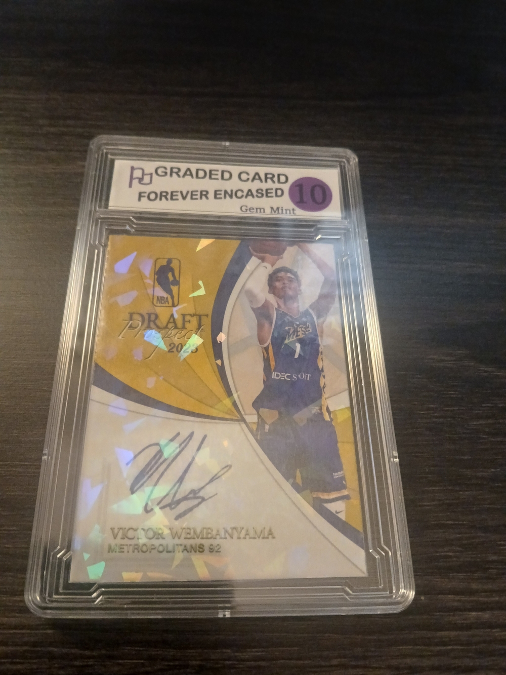 Victor Wembanyama Signed  Auto Facsimile Rookie Draft Holo Card - Yellow/White